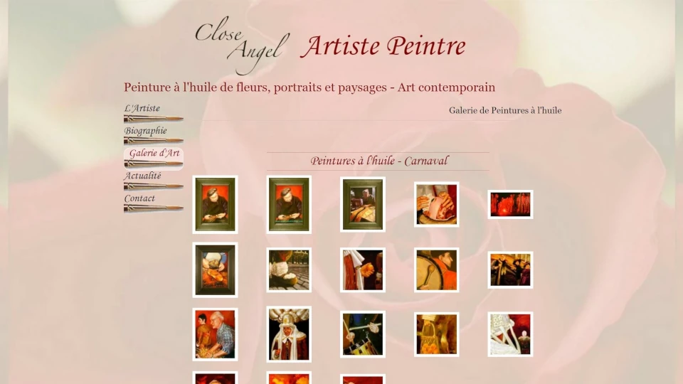 Artiste peintre Close Angel, peinture à l'huile de fleurs, portraits et paysages